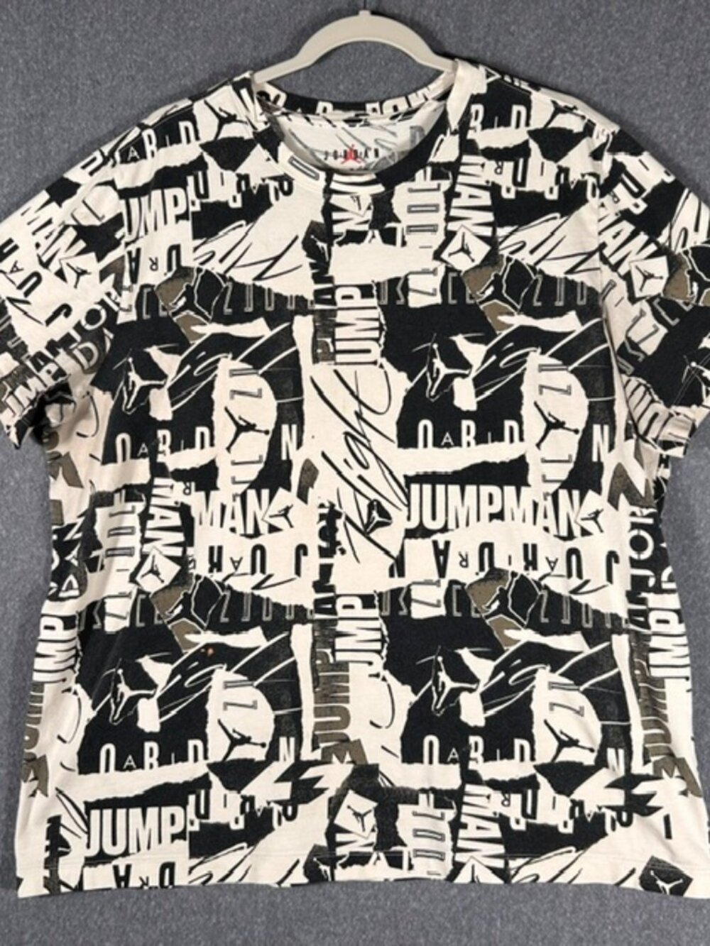 Jordan Jumpman Flight All Over Print T-Shirt Men Sz XL Black/White Short Sleeve